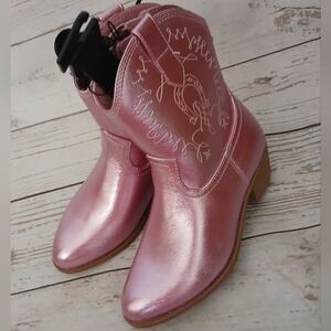 Madden NYC Metallic Pink Western Cowboy Cowgirl Ankle Boots Girls Size 6